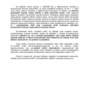 Upozornění OŽÚ - datovky